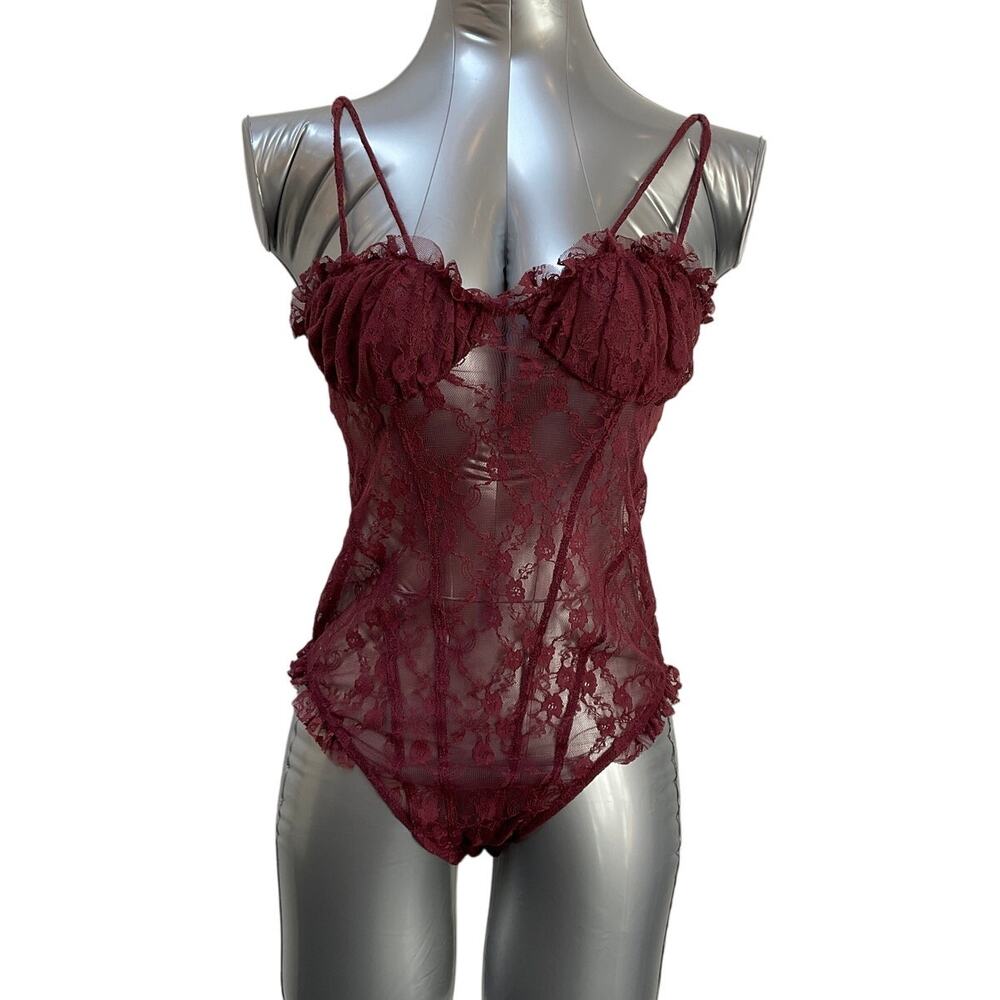 Free People Women's If You Dare Lace Bodysuit Purple Size Medium